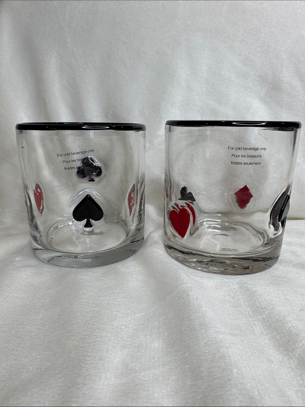 2 Anthropologie Dupe Whiskey/Cocktail Glasses Casino Barware Inlaid Poker Icons